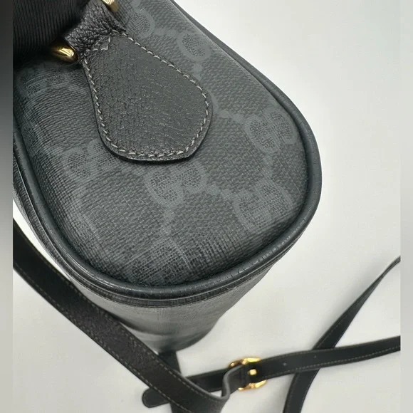 Vintage Gucci GG Monogram Black Crossbody Bag with Web Stripe & Gold Hardware - Picture 5 of 16